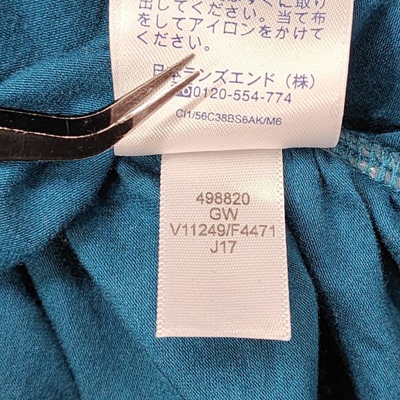 Lands End Top Womens 2X Blue Scoop Neck Crop Sleeve Side Ruched Tunic Casual - Picture 6 of 9